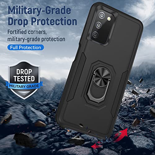 KELONG for Samsung Galaxy A03s Case,Galaxy A03s Case with Kickstand | Military Grade Drop Proof Protection Phone Cover | Durable Rugged Protective Shockproof TPU Matte Textured Bumper - Black