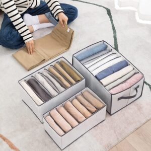 3 pack- sock drawer organizer divider fabric foldable drawer organizers for clothing, sock and underwear organizer with different small cells.