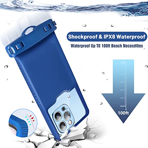Niveaya 3D Waterproof Phone Case, IPX8 Shockproof Waterproof Phone Pouch Dry Bag for iPhone 14 13 12 11 Pro Max SE 2020 XS Max XR X 8 7 6s Plus S10 S9 S20 S21 Note 20/10. Dark Blue