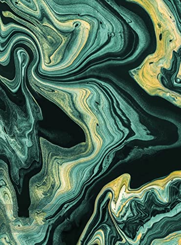 Abstract Liquid Styled Emerald Green Gold 6x8 Area Rug for Living Room Contemporary Art Decor Dining Room Playroom Carpet Soft Washable Home Office Entryway Runner Rugs