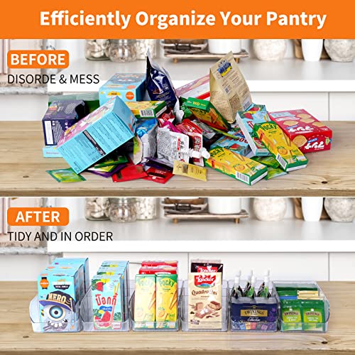 GESTONE 2 Pack Pantry Snack Organizer, Pantry Organization and Storage, Pantry Organizer Bins for Snacks, Pouches, Packets, Stackable Snack Organizers for Fridge, Kitchen, Cabinets, Table, Bedroom