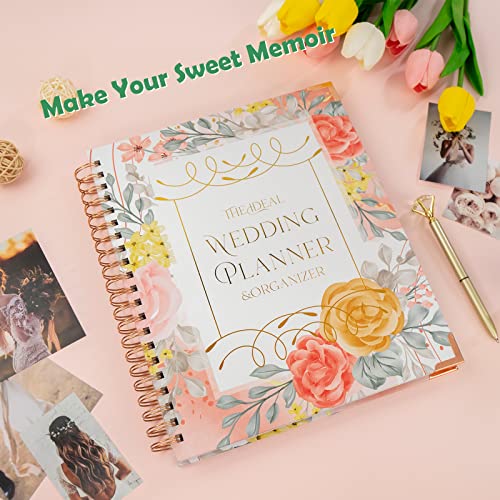 Wedding Planner Book and Organizer for the Bride, Beautiful Engagement Gift for Couples, Bride, Unique Wedding Planning Book 11" x 9" Hard Cover & Calendar & Inner Pockets
