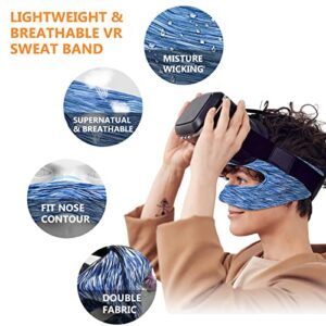 VR Eye Mask Cover Breathable Sweat Band for Enhanced Comfort in VR Workouts, 3PCS Sweat Guard &1PCS Lens Cover Compatible with Oculus Quest 2,HTC Vive,PS, Gear