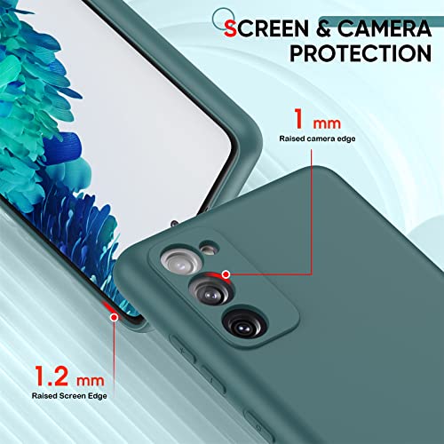 LeYi Samsung Galaxy S20 FE Case, Liquid Silicone & Microfiber Liner with 2-Pack Tempered Glass Screen Protectors, Green