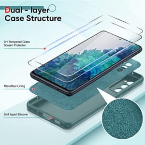 LeYi Samsung Galaxy S20 FE Case, Liquid Silicone & Microfiber Liner with 2-Pack Tempered Glass Screen Protectors, Green