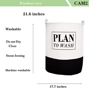 CAM2 Laundry Baskets 22"×16" Collapsible Waterproof Cotton Linen Foldable Laundry Hampers Storage Bin Organizer Baskets with Handles for Clothes, Toy, Nursery（Plan+Deer）