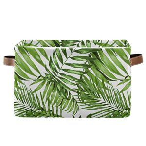 large foldable storage basket palm tree exotic tropical plant storage bin canvas toys box fabric decorative collapsible organizer bag with handles for bedroom home
