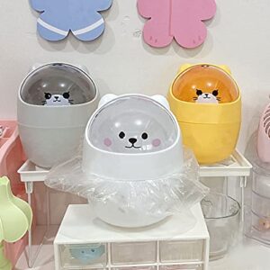 Storage Box Storage Container Mini Trash Can Large Capacity Detachable PS Plastic Mini Desktop Trash Bin for Bedroom - White