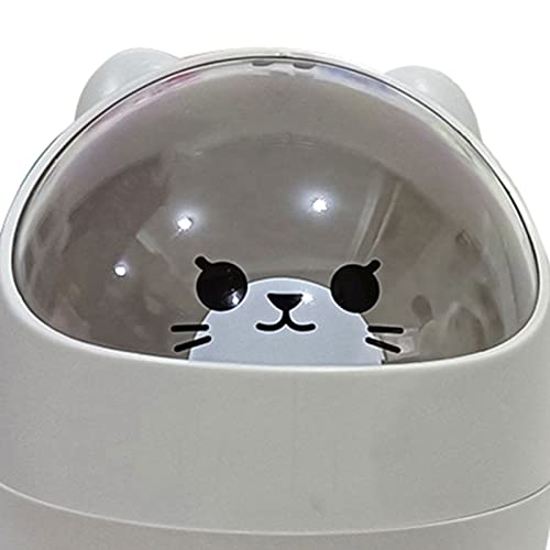 Storage Box Storage Container Mini Trash Can Large Capacity Detachable PS Plastic Mini Desktop Trash Bin for Bedroom - White