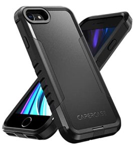 capercase everyday carry series for iphone se case, iphone 8 case, iphone 7 case, iphone se 2022 case, iphone se case 2020, men hard shockproof protective case, black