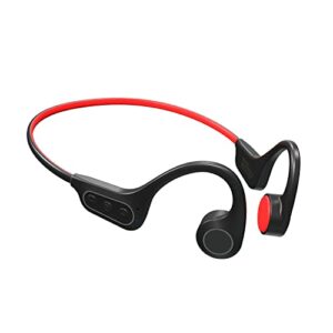 vinkyster open-ear bluetooth bone conduction sport headphones - sweat resistant wireless earphones for workouts and running - built-in mic for fitness, running, cycling, and more, (black red)