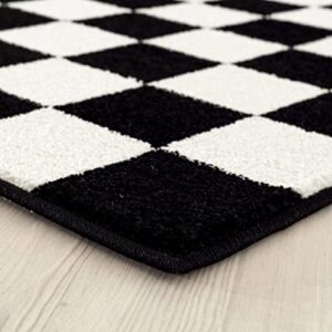 Luxe Weavers Modern Checkered Area Rug Black 8x10 Stain Resistant Carpet for Living Room