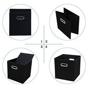 STOREONE Black Fabric Storage Bins Cubes Baskets Containers-(11X11X11") with Dual Handles Cube Storage Organizer Bins for Shelf Closet, Bedroom Organizers, Foldable Set of 3 (Black )