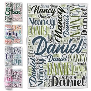 custom blanket, personalized throw blankets, 40 x 60 inches, gift for best friend w/word art names, 8 colors styles & fonts, flannel blanket for couples, adults, family, blankets for birthday gift