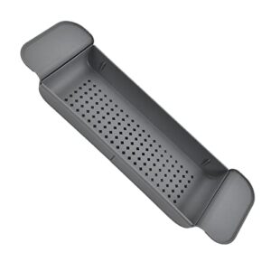 expandable bathtub caddy tray, multifunction bath organizer rack holder for candle towel book phone storage(grey)