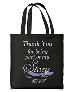 teacher gifts for women thank you for being part of my story with custom text personalized black canvas tote bag
