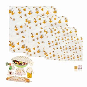 beeswax food wrap (set of 7) sustainable alternative to aluminum foil and albal paper - for fruits, vegetables, bread, cheese and other foods