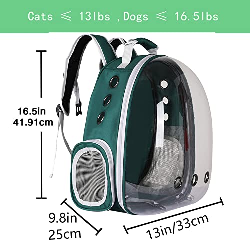 YUOCT Cat Backpack Carrier - Pet Backpack Bubble Rucksack Carry Cats & Back Pack Clear Carrying Capsule Space Backpack (Green)