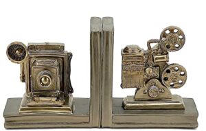 bellaa decorative bookends vintage antiques camera projector book ends office library bookshelves support artist designer photographer art director creative gifts boho farmhouse home decor