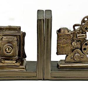 Bellaa Decorative Bookends Vintage Antiques Camera Projector Book Ends Office Library Bookshelves Support Artist Designer Photographer Art Director Creative Gifts Boho Farmhouse Home Decor