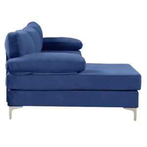 Casa Andrea Milano Modern Velvet Fabric Sectional Sofa, L-Shape Couch with Extra Wide Chaise Lounge