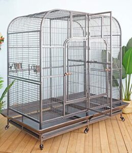 double cage with center divider for bird parrot aviary w64xd32xh73 new