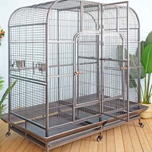 Double Cage with Center Divider for Bird Parrot Aviary W64xD32xH73 New