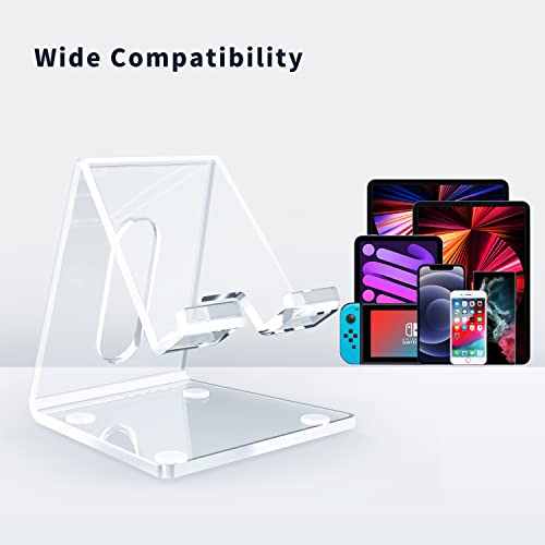 DARENYI Acrylic Cell Phone Stand for Desk, Clear Phone Holder Dock for Desk, Compatible with iPhone 13 12 11 Pro Max XR XS X SE 8 iPad All Android Phones Tablets