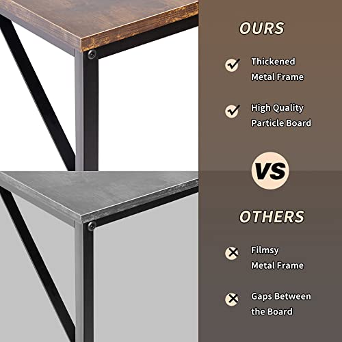 soges 47.2 Inch Home Office Computer Desk, Study Writing Table Desk with with Splice Board, Wooden Study Working Table Desk with 2-Tier Storage Shelf,Modern Laptop PC Table