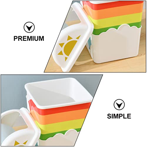 Homoyoyo Plastic Mini Trash Can with Lid Kids Room Cute Rainbow Cloud Wastebasket Desktop Tabletop Rubbish Container Garbage Bin Random Color