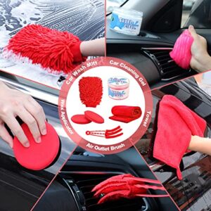 24PCS Car Detailing Brush Set, Car Detailing & Wash kit, Auto Detailing Drill Brush Set, Car Detailing Brushes with Cleaning Gel, Car Accessories for Women,Car Cleaning Tools Kit for Interior,Exterior