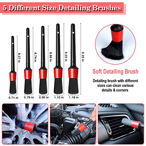 24PCS Car Detailing Brush Set, Car Detailing & Wash kit, Auto Detailing Drill Brush Set, Car Detailing Brushes with Cleaning Gel, Car Accessories for Women,Car Cleaning Tools Kit for Interior,Exterior