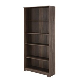 lokatse home 5-shelf bookcase freestanding display wooden open storage bookshelf for library bedroom and office