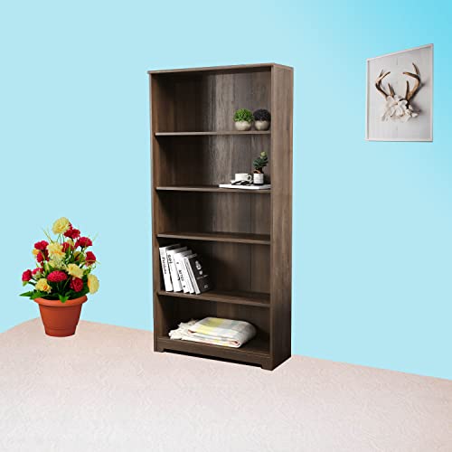 LOKATSE HOME 5-Shelf Bookcase Freestanding Display Wooden Open Storage Bookshelf for Library Bedroom and Office