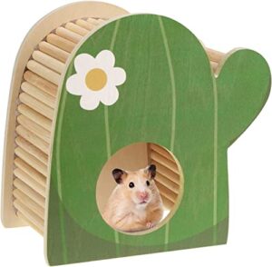 pawchie hamster hide small animals hideout - wooden house hut with climbing ladder, hut cage for hamsters gerbils chinchillas mice or similar-sized pets