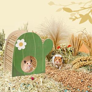 PAWCHIE Hamster Hide Small Animals Hideout - Wooden House Hut with Climbing Ladder, Hut Cage for Hamsters Gerbils Chinchillas Mice or Similar-Sized Pets