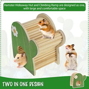 PAWCHIE Hamster Hide Small Animals Hideout - Wooden House Hut with Climbing Ladder, Hut Cage for Hamsters Gerbils Chinchillas Mice or Similar-Sized Pets