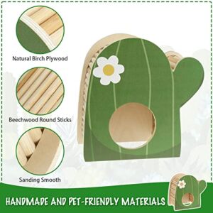 PAWCHIE Hamster Hide Small Animals Hideout - Wooden House Hut with Climbing Ladder, Hut Cage for Hamsters Gerbils Chinchillas Mice or Similar-Sized Pets