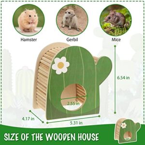 PAWCHIE Hamster Hide Small Animals Hideout - Wooden House Hut with Climbing Ladder, Hut Cage for Hamsters Gerbils Chinchillas Mice or Similar-Sized Pets