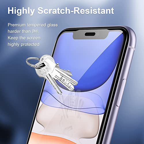 JETech Shatterproof Screen Protector for iPhone 11/iPhone XR 6.1-Inch, Full Coverage Military Grade Diamond Hard Tempered Glass Film with Easy Installation Tool, 2-Pack