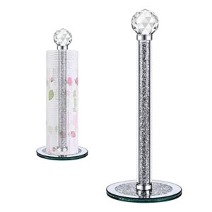 paper towel holder, glass paper towel holder stand, towel tissue roll countertop, sparkly crystal paper towel roll holder for kitchen, bathroom, bedroom, office