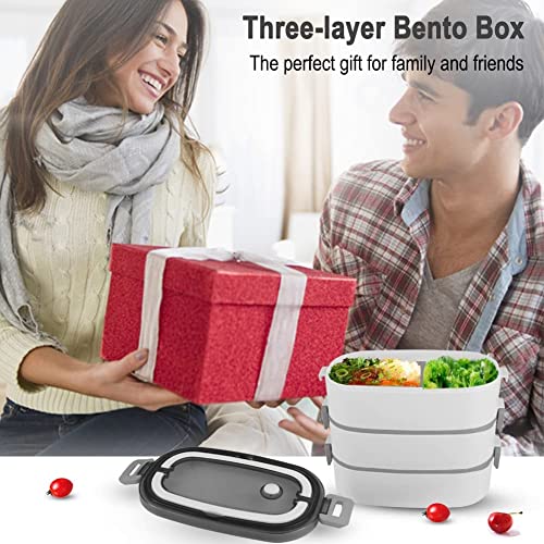 NatraProw Large Bento Lunch Box for Adult, 3 Layer Bento Lunch Box Containers with Utensils & Dividers, Bento Lunch Box Leak proof for Adults, Bento Lunch Container Microwave Safe