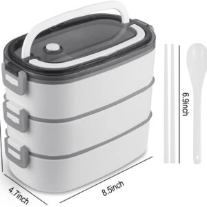 NatraProw Large Bento Lunch Box for Adult, 3 Layer Bento Lunch Box Containers with Utensils & Dividers, Bento Lunch Box Leak proof for Adults, Bento Lunch Container Microwave Safe