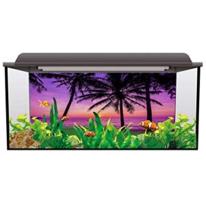 Monroda Purple Coast Aquarium Background, Durable PVC Adhesive Backdrop Aquarium Poster Fish Tank Backgrounds Decorative Paper 18.4x30.4inch, Beach Dusk Seaside Tropical Plants