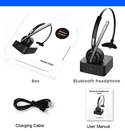 Truck Driver Bluetooth Headset TH10, Noise Canceling Bluetooth Headphone Headset, Headphones with Charging,Truck Driver Wireless,Headset Driver,Truck Driver Bluetooth Wireless, Black