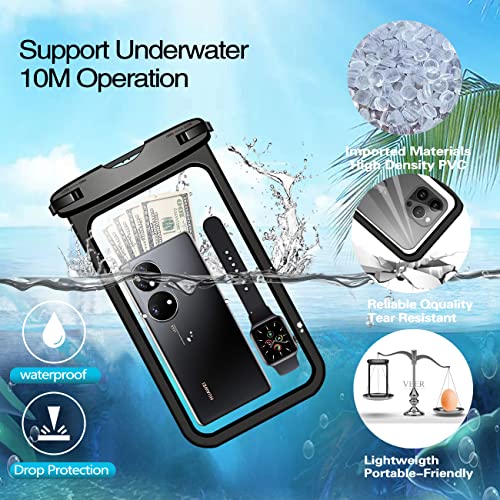 HIGHGO 10.5" Large IPX8 Waterproof Phone Pouch, IPX8 Underwater Case Cell Phone Dry Bag for iPhone 13 Pro Max/12/11/XR/X/8,Galaxy S22/S21,Perfect for Boating Swimming Snorkeling Kayakin Black