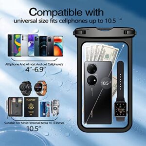 HIGHGO 10.5" Large IPX8 Waterproof Phone Pouch, IPX8 Underwater Case Cell Phone Dry Bag for iPhone 13 Pro Max/12/11/XR/X/8,Galaxy S22/S21,Perfect for Boating Swimming Snorkeling Kayakin Black