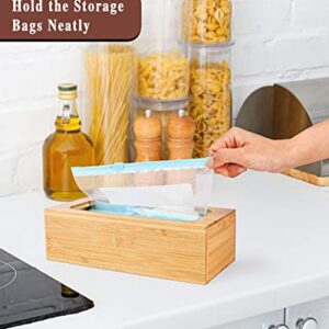 Set of 2 Ziplock Bag Storage Organizer, Bamboo Kitchen Food Bags Holder,Counter Drawer Dispenser for Gallon, Quart, Sandwich & Snack Variety Size Bag