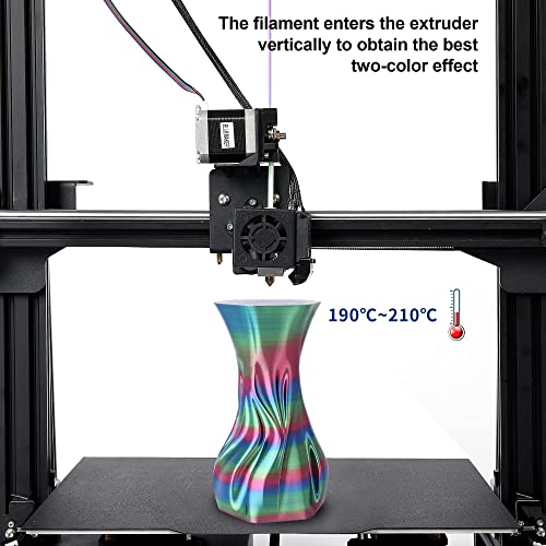Silk MagicPLA 3D Printer Filament, Tri-Color Coextrusion PLA Filament 1.75mm, Shiny Silk Coextruded PLA, Silk Red-Green-Blue Three-Color Filament, 1kg/2.2lbs