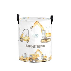 personalized laundry baskets bin, construction excavator truck car laundry hamper with handles, collapsible waterproof clothes hamper, laundry bin, storage basket for bedroom, bathroom, college dorm, dirty clothes, toys 50l
